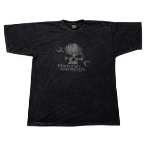 Harley-Davidson Black & Grey stone wash Skull Graphic T-Shirt - 2X